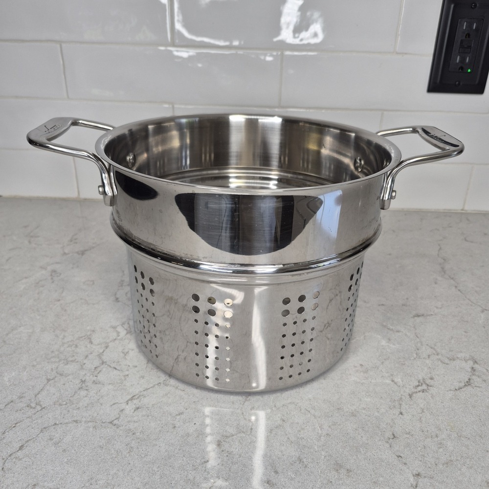 All-Clad Stainless Steel Strainer/Steamer Insert 7" H X 9.25" D